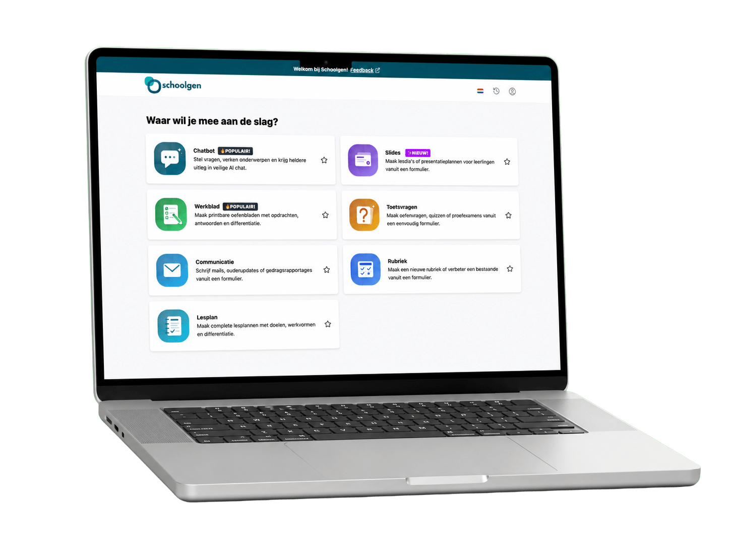 Schoolgen AI-platform op een laptop