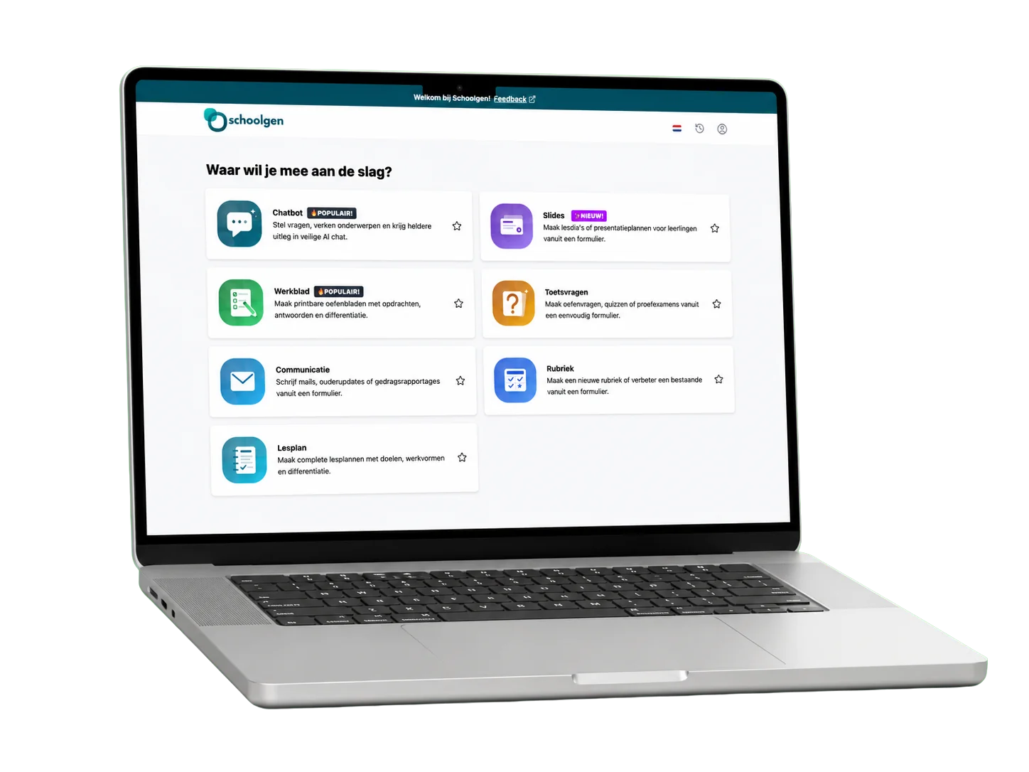 Schoolgen AI-platform op een laptop